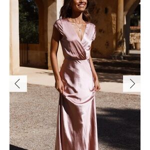 Blush Satin Maxi Dress